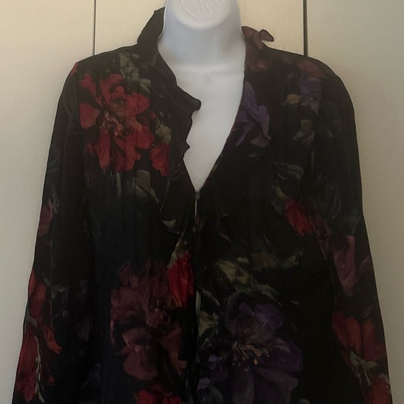 Ralph Lauren sheer Silk ruffle trim Floral Blouse 6P - Picture 5 of 9